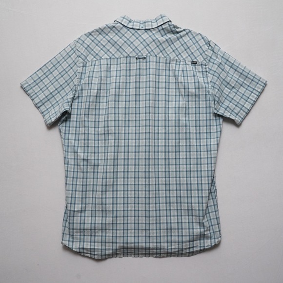 Hurley Plaid Shirt Mens XL Blue Stretch Button Up Surf Casual Short Sleeve - Picture 11 of 16